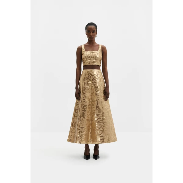 By Malina Meline Midi Skirt in Savannah Metallic, view 2