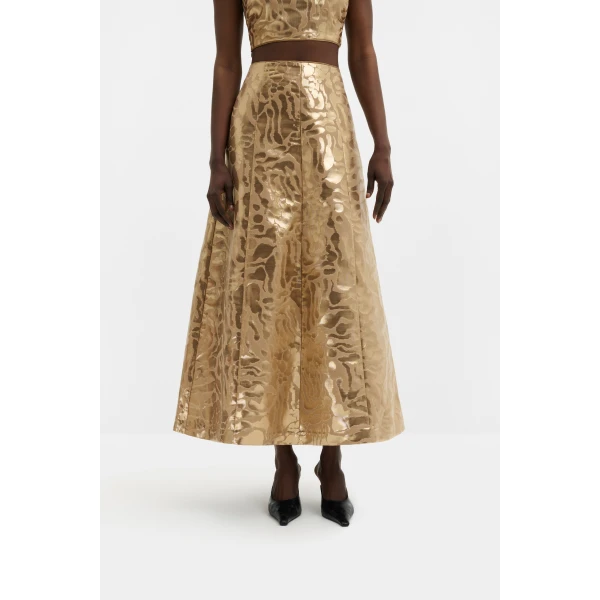 By Malina Meline Midi Skirt in Savannah Metallic, view 3
