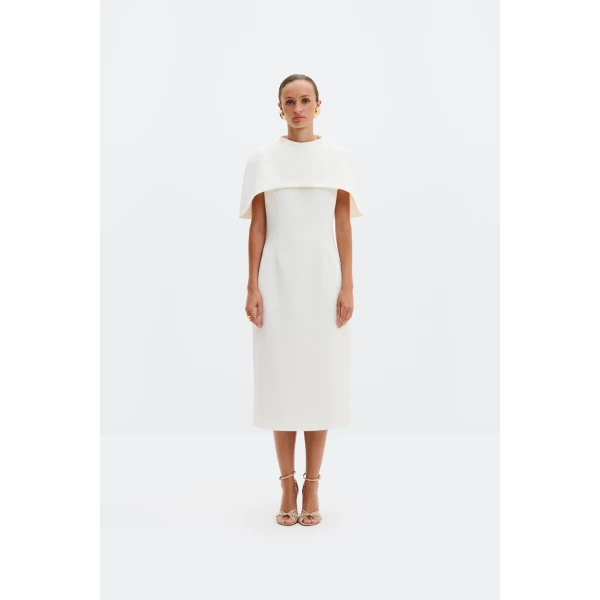By Malina Milena Midi Dress in Cream, view 2