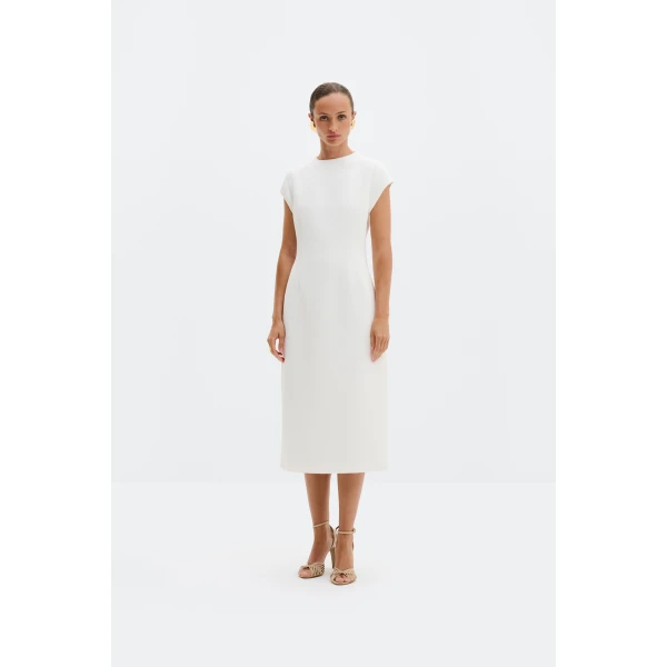 By Malina Milena Midi Dress in Cream, view 3