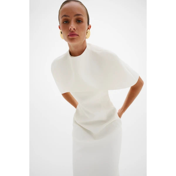 By Malina Milena Midi Dress in Cream, view 6