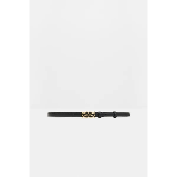 By Malina Mini Monogram Belt in Black, view 2