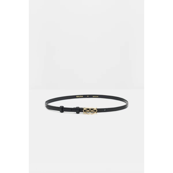 By Malina Mini Monogram Belt in Black, view 3