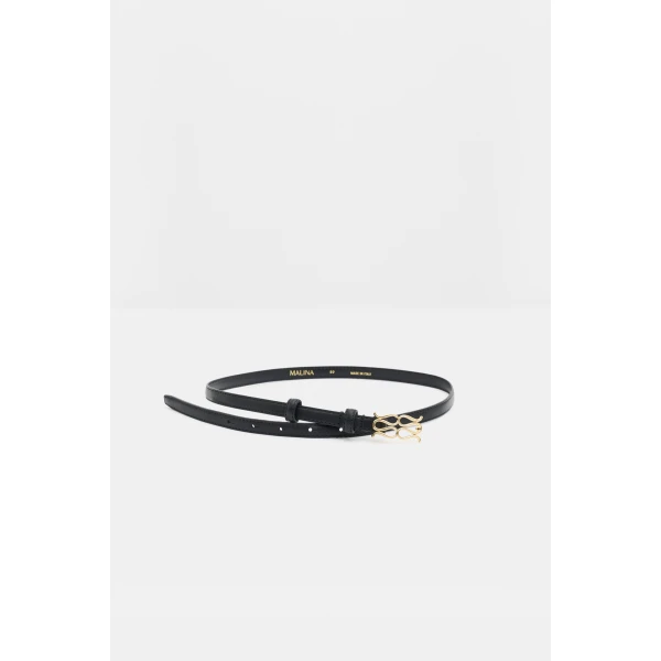 By Malina Mini Monogram Belt in Black, view 4