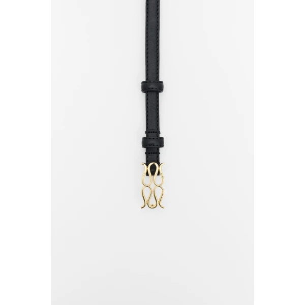 By Malina Mini Monogram Belt in Black, view 5