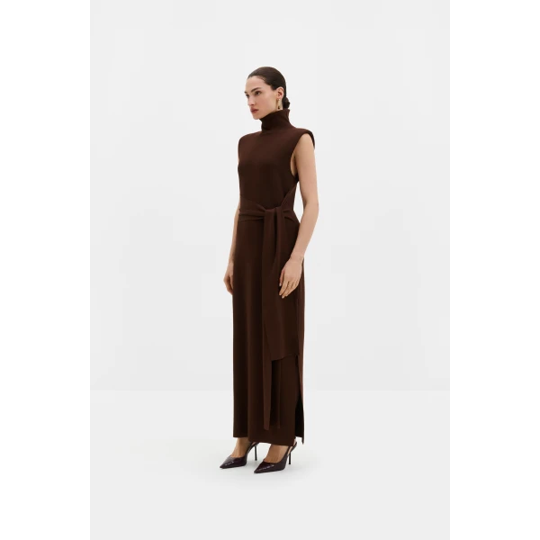 By Malina Minna Maxi Dress in Dark Brown, view 2