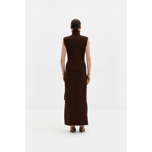 By Malina Minna Maxi Dress in Dark Brown, view 3