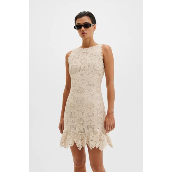 By Malina Miranda Mini Dress in Sand, view 2