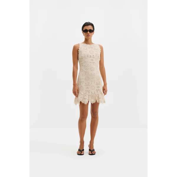 By Malina Miranda Mini Dress in Sand, view 3
