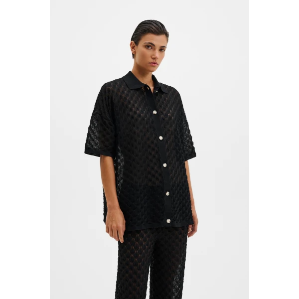 By Malina Moa Oversized Shirt in Black, view 2