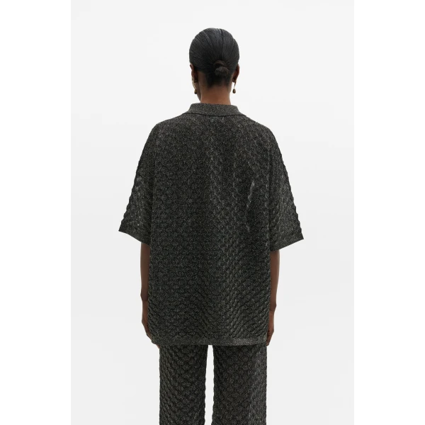 By Malina Moa Oversized Shirt in Black Metallic, view 4