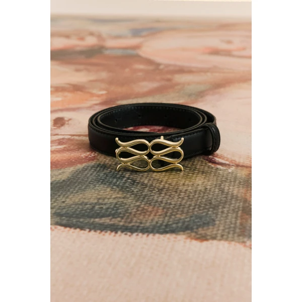 By Malina Monogram Belt in Black, view 3