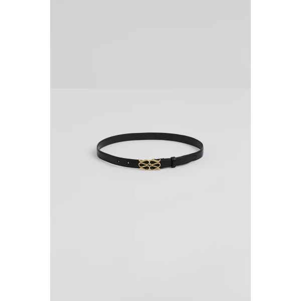 By Malina Monogram Belt in Black, view 5