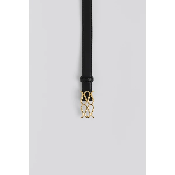 By Malina Monogram Belt in Black, view 6
