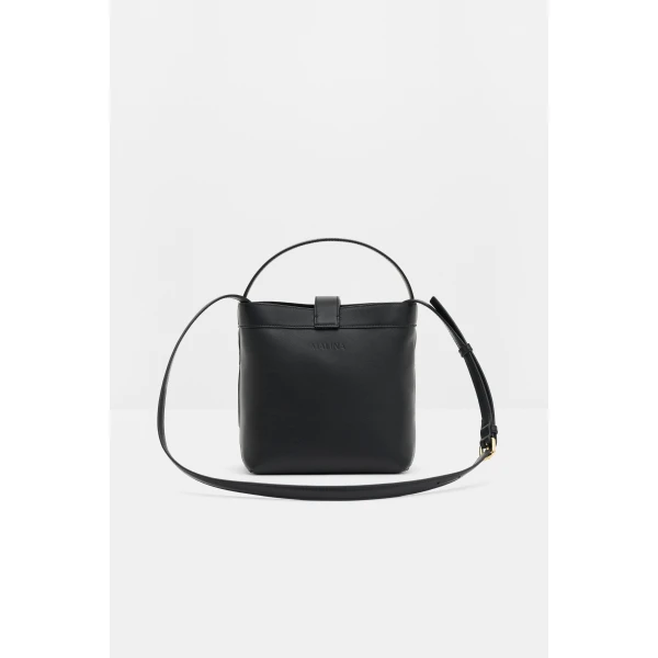 By Malina Monogram Bucket Bag in Black, view 4