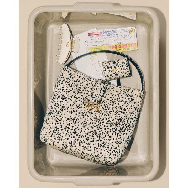 By Malina Monogram Bucket Bag in Shaded Dot, view 5