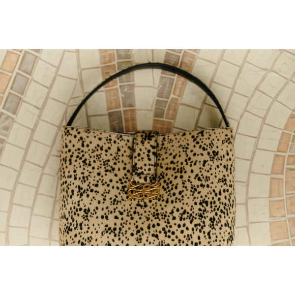 By Malina Monogram Bucket Bag in Shaded Dot, view 6