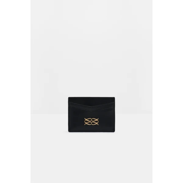 By Malina Monogram Card Holder in Black, view 2