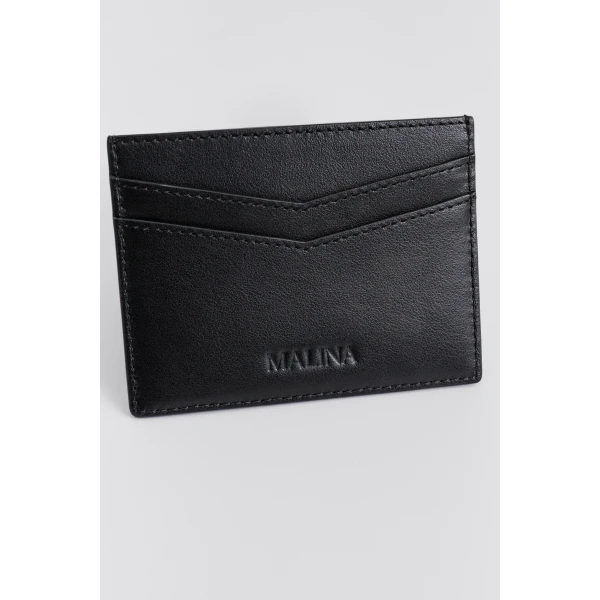 By Malina Monogram Card Holder in Black, view 3