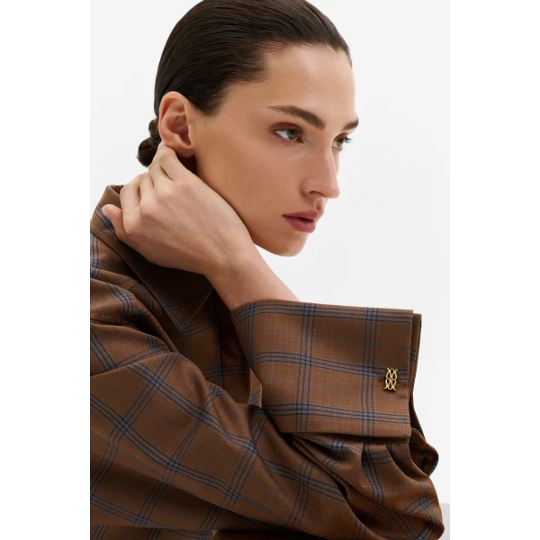 By Malina Monogram Cufflink in Gold Metallic, view 2