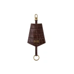 By Malina Monogram Key Chain in Dark Brown Croco By Malina Monogram Key Chain in Dark Brown Croco