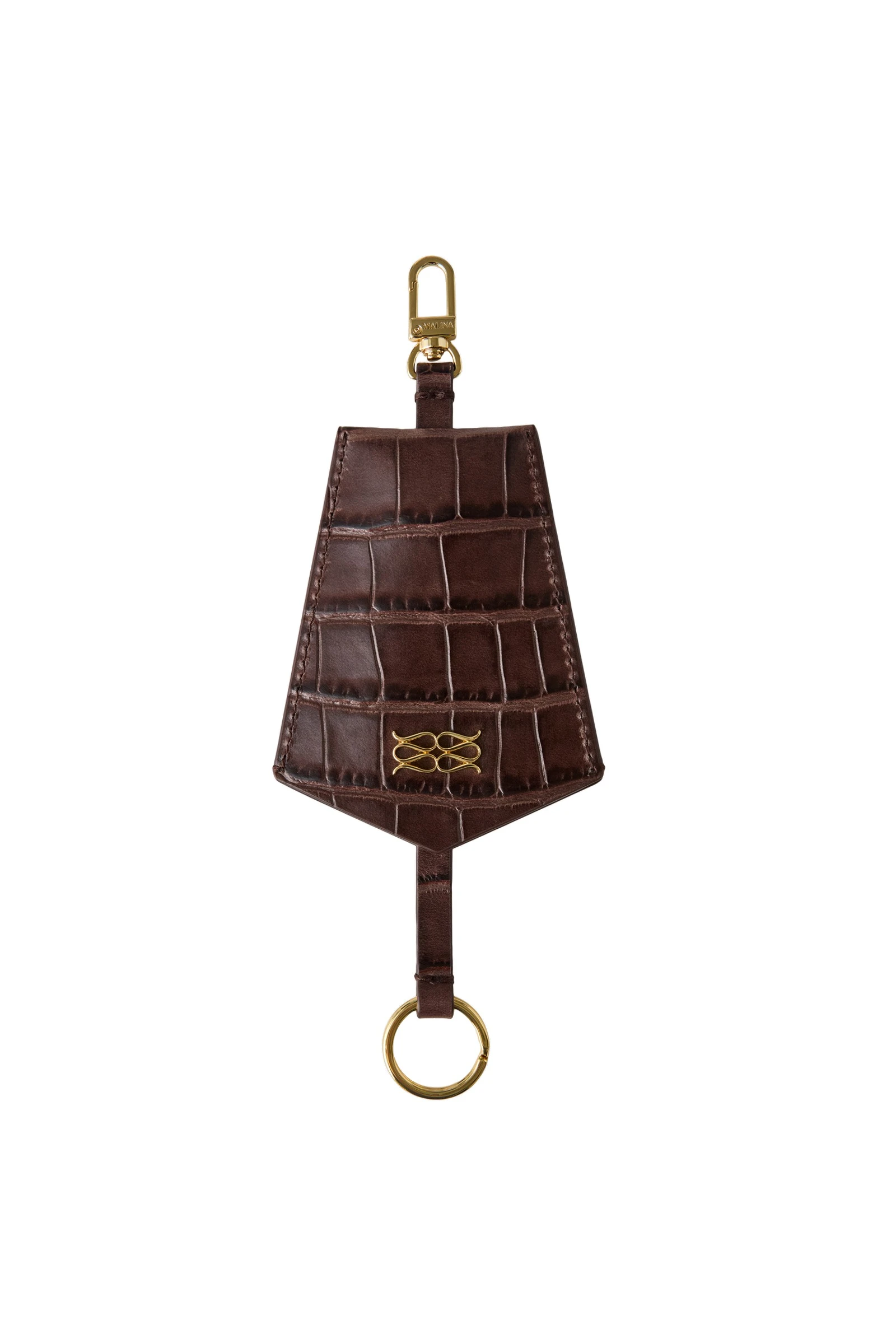 By Malina Monogram Key Chain in Dark Brown Croco By Malina Monogram Key Chain in Dark Brown Croco