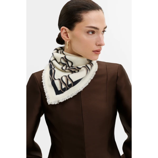 By Malina Monogram Scarf in Monogram Cream, view 2