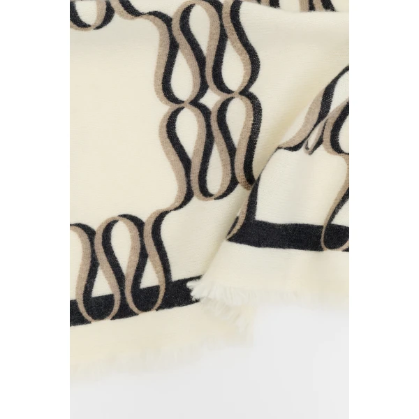 By Malina Monogram Scarf in Monogram Cream, view 3