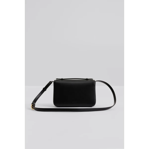 By Malina Monogram Shoulder Bag in Black, view 5