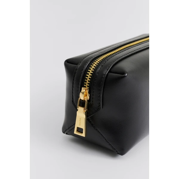 By Malina Monogram Toiletry Bag in Black, view 4