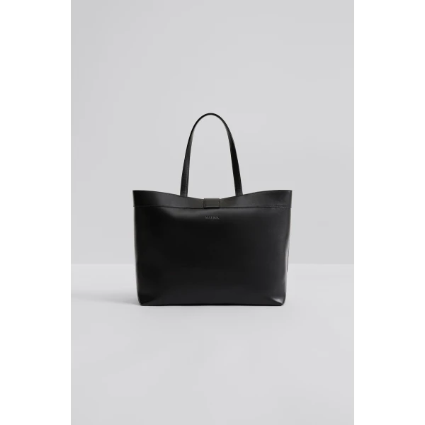 By Malina Monogram Tote Bag in Black, view 5
