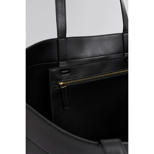 By Malina Monogram Tote Bag in Black, view 6