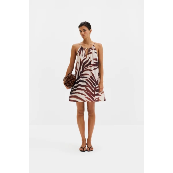 By Malina Neela Mini Dress in Burnt Leaf, view 3