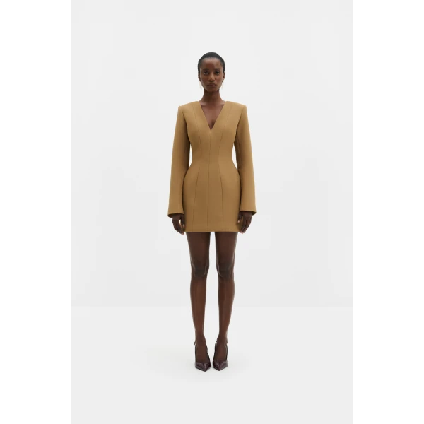 By Malina Ninni Mini Dress in Camel, view 3
