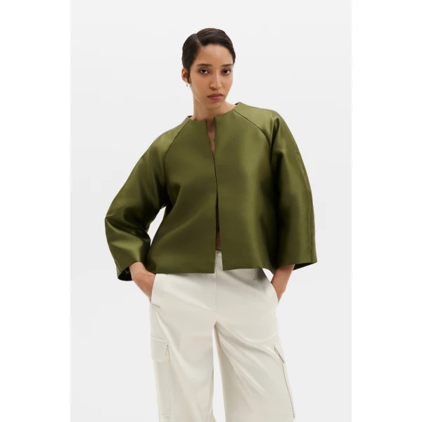 By Malina Novalie Blouse in Moss Green, view 4