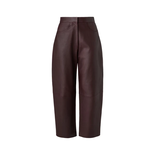 Paige Leather Trousers in Burgundy
