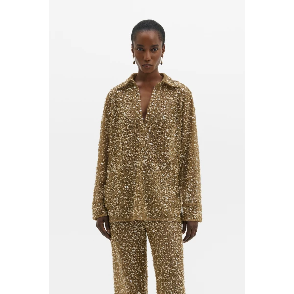 By Malina Philippa Shirt in Camel, view 2