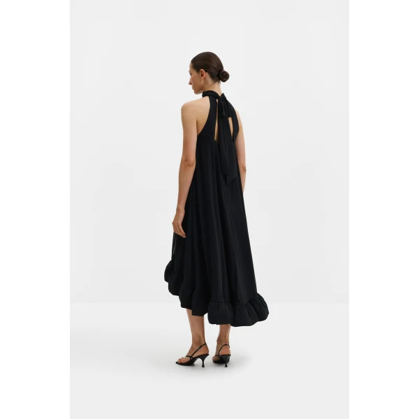 By Malina Sabrina Midi Dress in Black, view 3