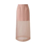 By Malina Sanna Straight Sheer Midi Skirt in Soft Pink