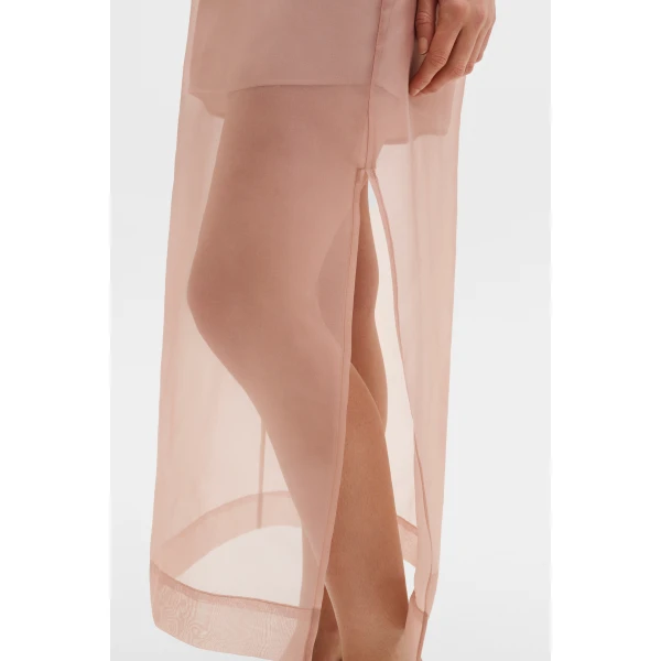 By Malina Sanna Straight Sheer Midi Skirt in Soft Pink, view 5