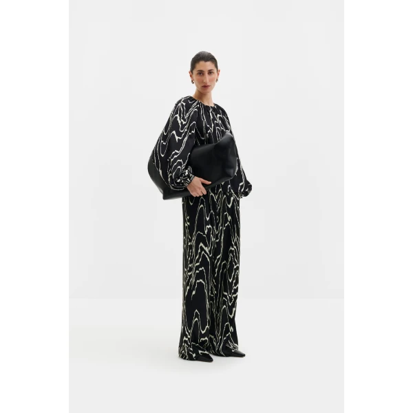 By Malina Sarah Trousers in Black Marble, view 2