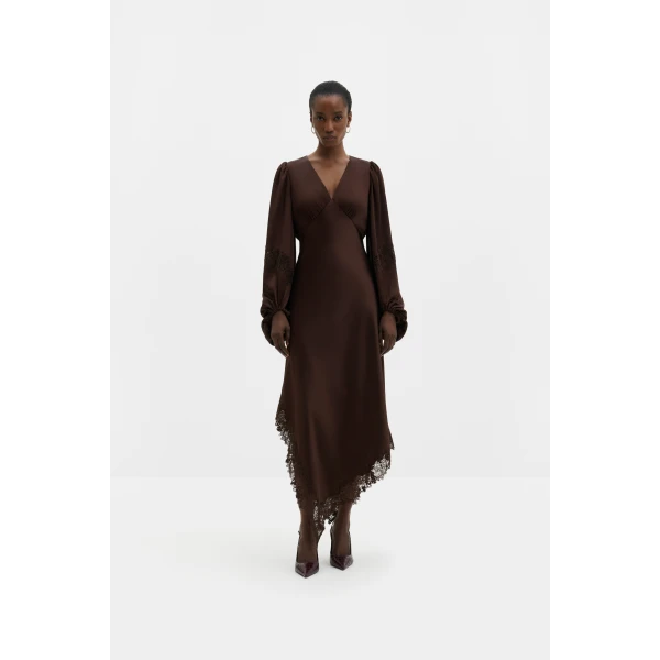 By Malina Seema Maxi Dress in Dark Brown, view 2