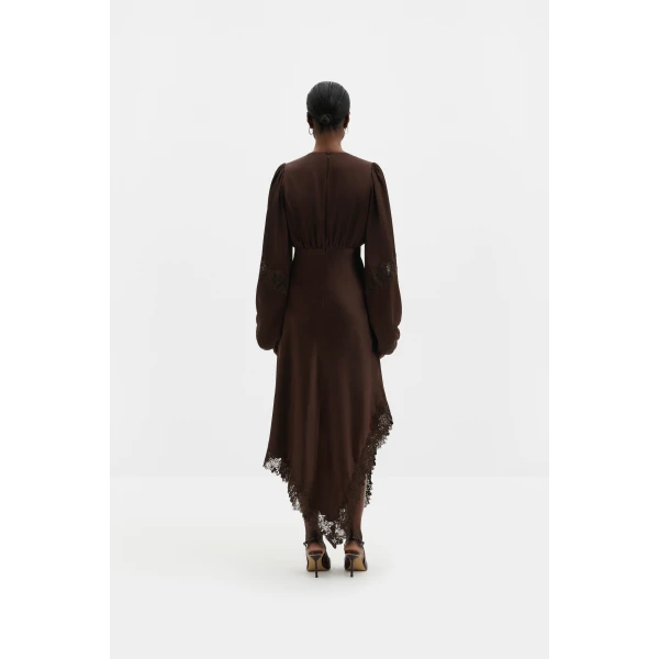 By Malina Seema Maxi Dress in Dark Brown, view 3