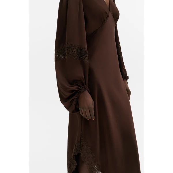 By Malina Seema Maxi Dress in Dark Brown, view 4