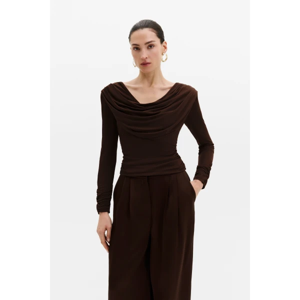 By Malina Signe Top in Dark Brown, view 2
