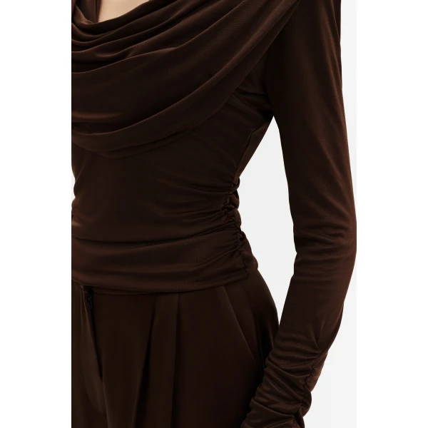 By Malina Signe Top in Dark Brown, view 5