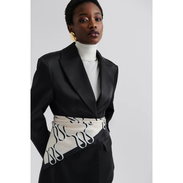 By Malina Silk Twill Scarf 65×65 in Monogram Cream, view 2