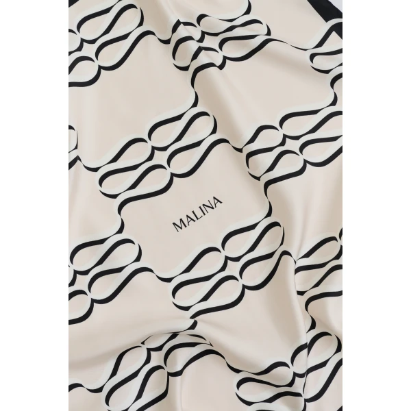 By Malina Silk Twill Scarf 65×65 in Monogram Cream, view 3