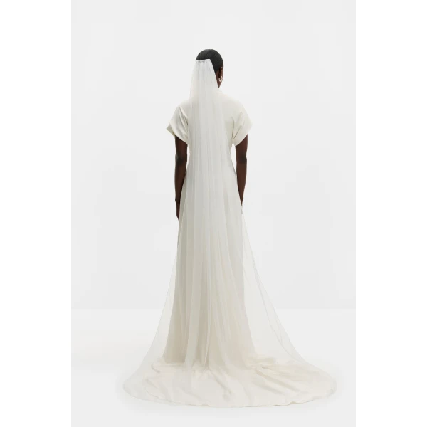 By Malina Sky Chapel-length Veil in Ivory, view 2