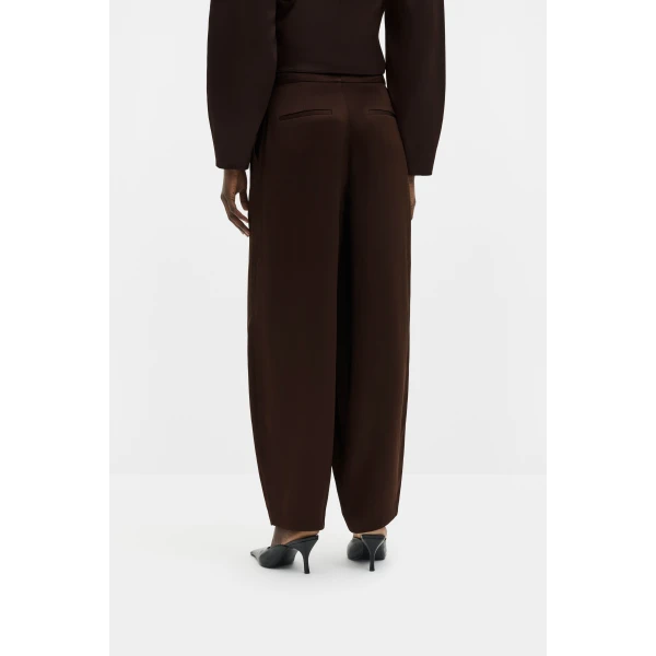 By Malina Smilla Satin Trousers in Dark Brown, view 5